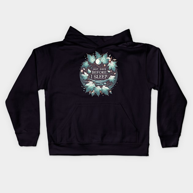 "Maple Whispers" - Tranquil Maple Leafs Nighttime Design Kids Hoodie by WEARWORLD